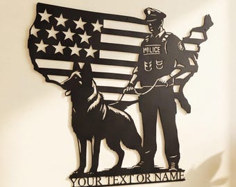Police K9 Metal Wall Art, Veteran Owned Sign, Personalized Law Enforcement Plaque, Memorial Sympathy Gift, Custom Metal Wall Decor