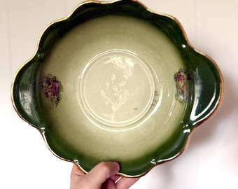 Lavabo antiguo de Staffordshire / Lavabo de cerámica verde KLM England