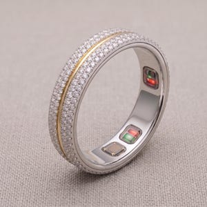 Ochraniacz na pierścień Oura Moissanite Smart Ring Protector Pave Oura Ring Guard Jacket do Oura Gen 4 Gen 5 Aura Sleeve, pierścień ochronny z litego złota 14K
