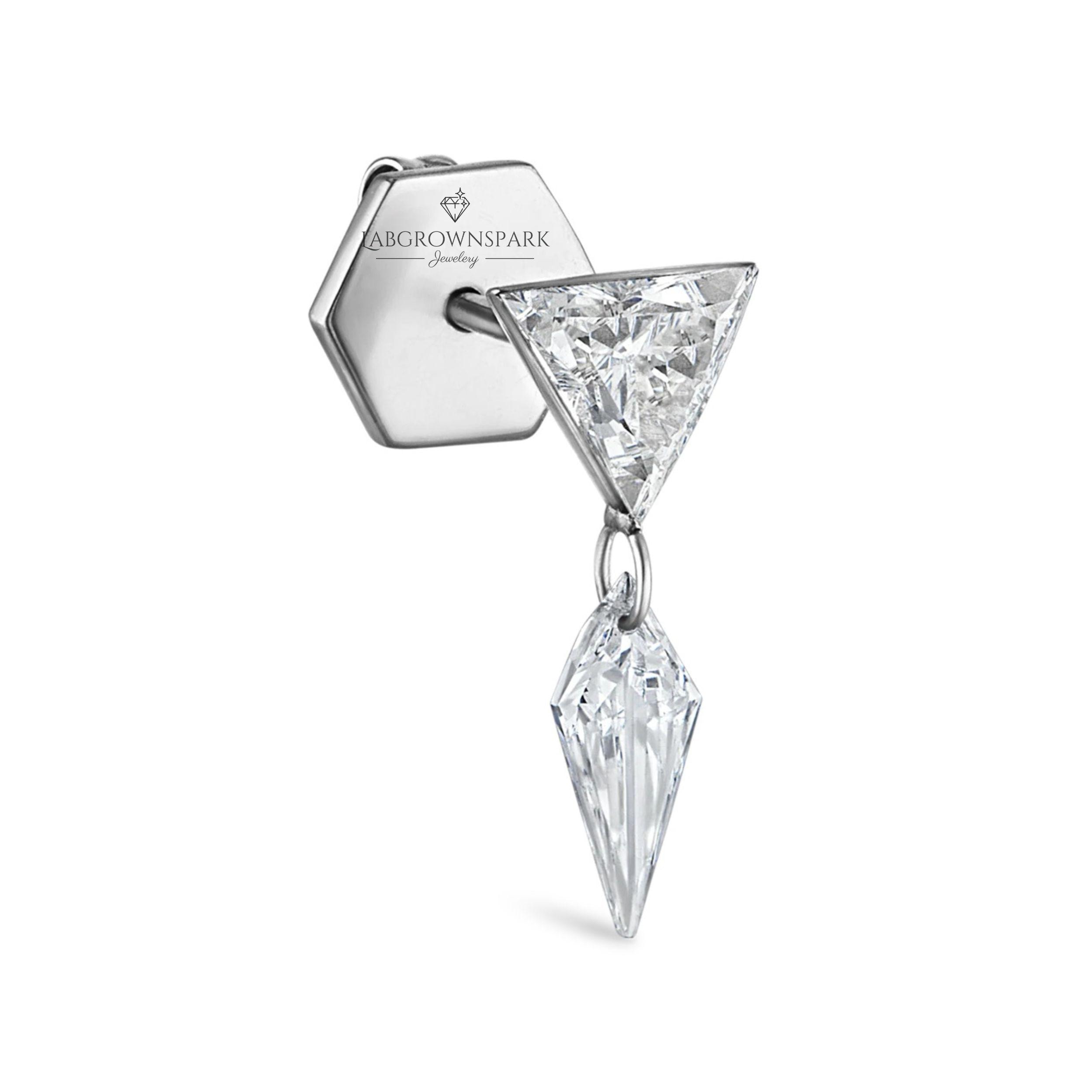 Triangle Lab Diamond Invisible Set Triangle Lab Diamond With Kite Diamond Dangle Stud ...