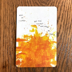 l'enfer est vide 4 x 6 cartes postales | postale d'art | Carton recyclé | Art du feu | L'art de Shakespeare