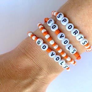 Tennessee Volunteers Beaded Bracelet | Go Vols | Orange and White | Team Bracelet | Seed Bead Bracelet | Stretch Bracelet | Friendship