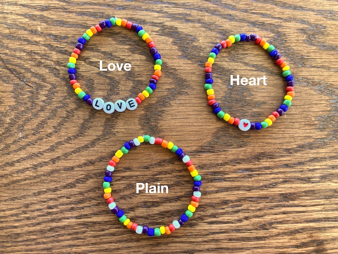 Rainbow Seed Bead Bracelet | Pride Stretch Bracelet - Etsy