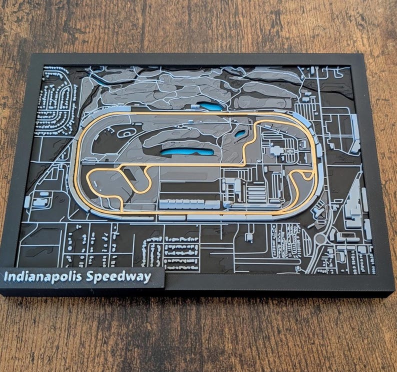 3D Printed Indianapolis Speedway Map, Framed Track Art - Etsy