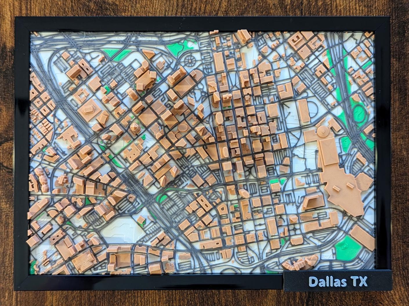 3D Printed Dallas Texas City Map, Topographic Terrain Model - Etsy