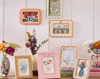 Scalloped & Beaded Art Picture Frames, 4x6/5x7 Photo Frame French Vintage Aesthetic for Gallery Walls, Cottagecore Home Decor,