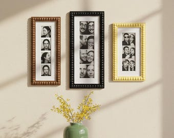 Vintage Beaded Photo Booth Frame | 3 Sizes & Colors for Photo Strip Display | Retro Bobbin Style Picture Polaroid Frame for Wall | Tabletop