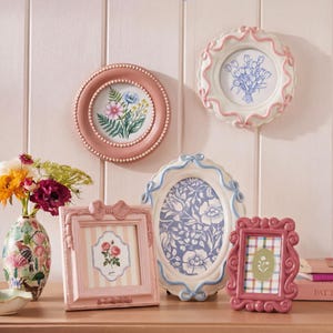 Grazioso set di cornici per foto Polaroid Instax Mini, decorazione da tavolo rosa tenue, regalo di San Valentino per lei, romantico porta biglietti da visita