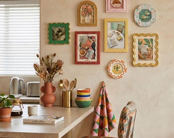 Colorful Eclectic Picture Frame Set, Cute Aesthetic Gallery Wall Frames, Assorted Sizes and Shapes Unique Photo Frames for Home Decor