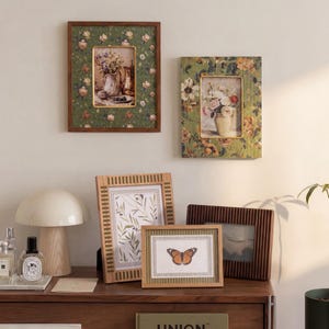 Stair Gallery Wall Picture Frame Set, Decorative Vintage Botanical Photo Frames for Stairwell & Entryway Decor, Aesthetic Decoration