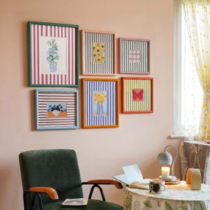 Colorful Scandi Gallery Wall Picture Frames, Modern Grandmillennial Room Decor, Pastel Coastal Grandmother Home Decor, Mother's Day Gift