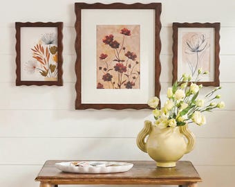 Wavy Wooden Picture Frame Set, Artistic Gallery Wall 4x6/5x7/8x10 Photo Frames, Vintage Frames for Wall or Tabletop Decor（Single or Set）