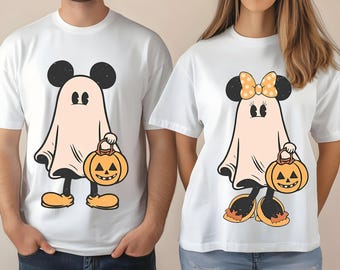 Retro Mickey Minnie Ghost PNG: Spooky Halloween Digital Design (Digital Download)