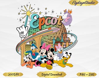 Epcot Mouse and Friends Png: Family Vacation Digital File