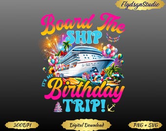 Cruise Geburtstagsreise PNG, Urlaubsdesign (Digitaler Download)