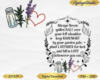 Praktische Magie PNG: Salz, Rosmarin, Lavendel, Witch Vibes (Digitaler Download)