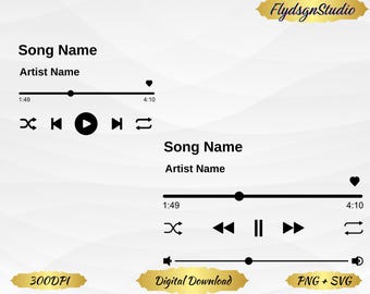 Personalisierter Musik-Player SVG: Benutzerdefinierter Song & Künstler (Digitaler Download)