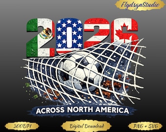 2026 Soccer North America Custom PNG | USA Mexico Football Design (Digital Download)