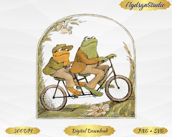 Frosch und Kröte auf dem Fahrrad PNG: Nature Art (Digitaler Download)