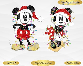 Mickey Minnie Christmas PNG, Custom Family Design (Digital Download)