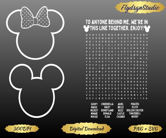 Funny Interactive Disney PNG, Waiting In Line Puzzle Disney Png, Disney Dad Png, Disney Mom Png, Disneyworld Png, Word Search Png