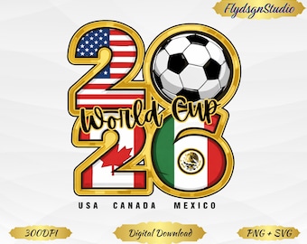 World Cup 2026 benutzerdefinierte PNG, USA Kanada Mexiko Fußball Grafikdesign, digitaler Download