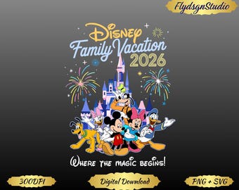 Retro Disney Familienurlaub 2026 png, wo die Magie beginnt Digitaler Download