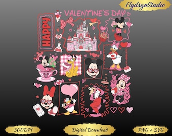 Kokette Schleife Mickey and Friends Disney Valentine Png, Happy Valentine's Day 2026 Digitaler Download