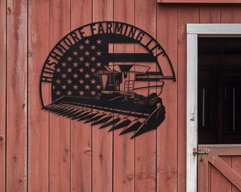 Personalized US Harvesting Machine Metal Sign, Farm Lover Wall Art Gift , Custom Farming Wall Hanging, Agricultural Machinery Operator