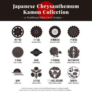 Japanese Chrysanthemum Kamon Collection | 12 Traditional Kiku Crest Designs | SVG PNG EPS | Japanese Floral Symbol Clipart