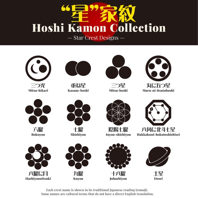 Japanese Star Kamon Tattoo Design Set 12 …