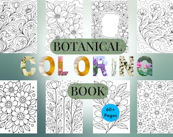 Botanical Coloring Book | 60+ Floral Line Art Pages (Printable PDF)