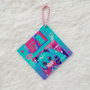 Llavero acrílico de 10 cm con forma de disquete de Vocaloid, Hatsune Miku, regalo de cumpleaños o para fans.