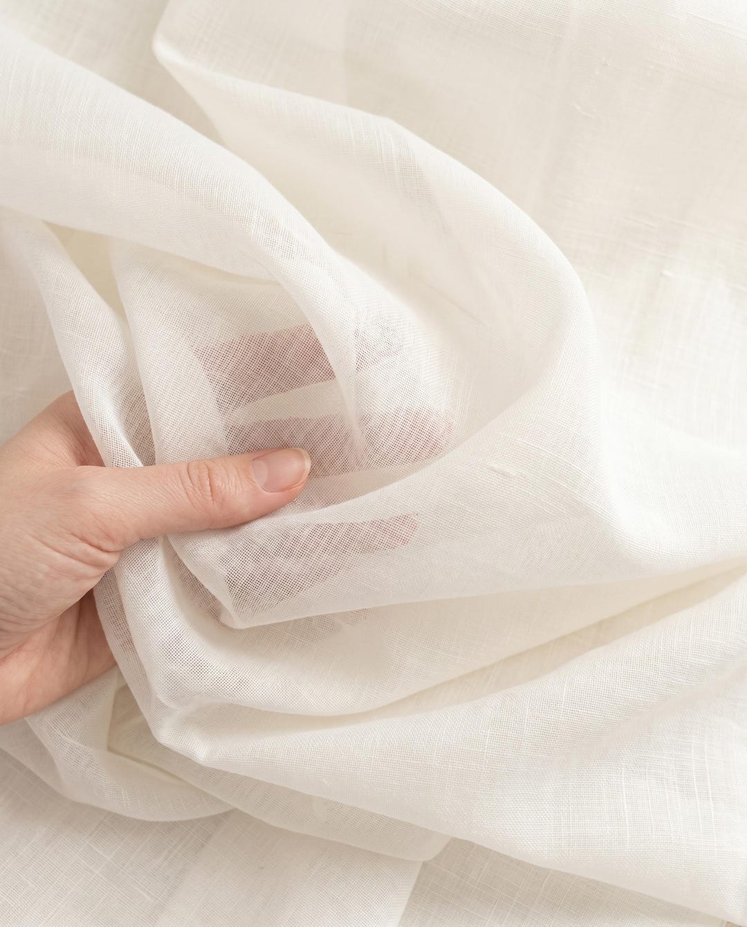 Ivory Airy Linen Fabric by the Yard, 120gsm, Lightweight, Breathable ...