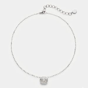 Paperclip Pendant Necklace With Moissanite 925 Sterling Silver With Three Micron Gold Plated