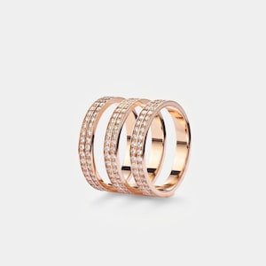 Moissanite Triple Band Ring 925 Sterling Silver Ring With Gold Plating