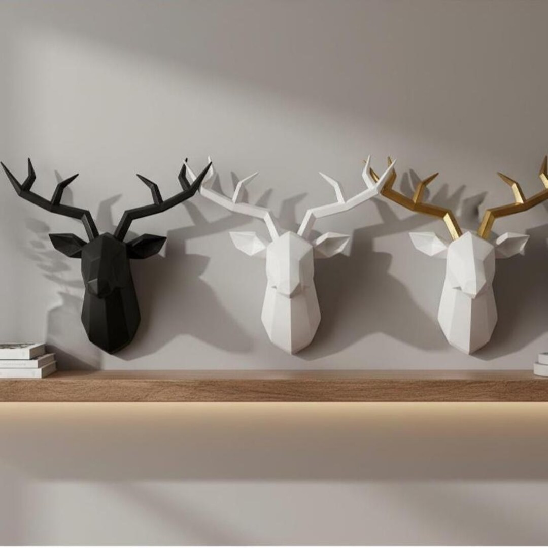 Resin Deer Head Wall Mount – Modern Animal Hook Decor - Etsy