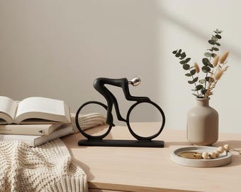 Modern Abstract Cyclist Resin Sculpture Bicycle Rider Figurine Home Office Decor