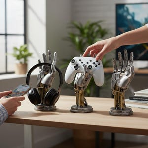 Cyberpunk Mekanisk Handskulptur Skrivbordskontrollstativ Futuristisk Dekor