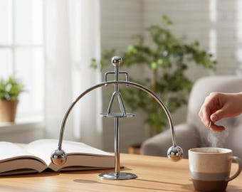 Mini Balance Iron Man Toy – Stainless Steel Kinetic Desk Sculpture Stress Relief Pendulum Decor