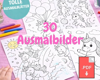 Enchanting Unicorn Coloring Pages – 30 Cute Unicorn Designs for Kids | Digital Coloring Book PDF | Unicorn Gift