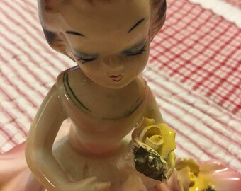 Darling Vintage Japan china girl lipstick holder