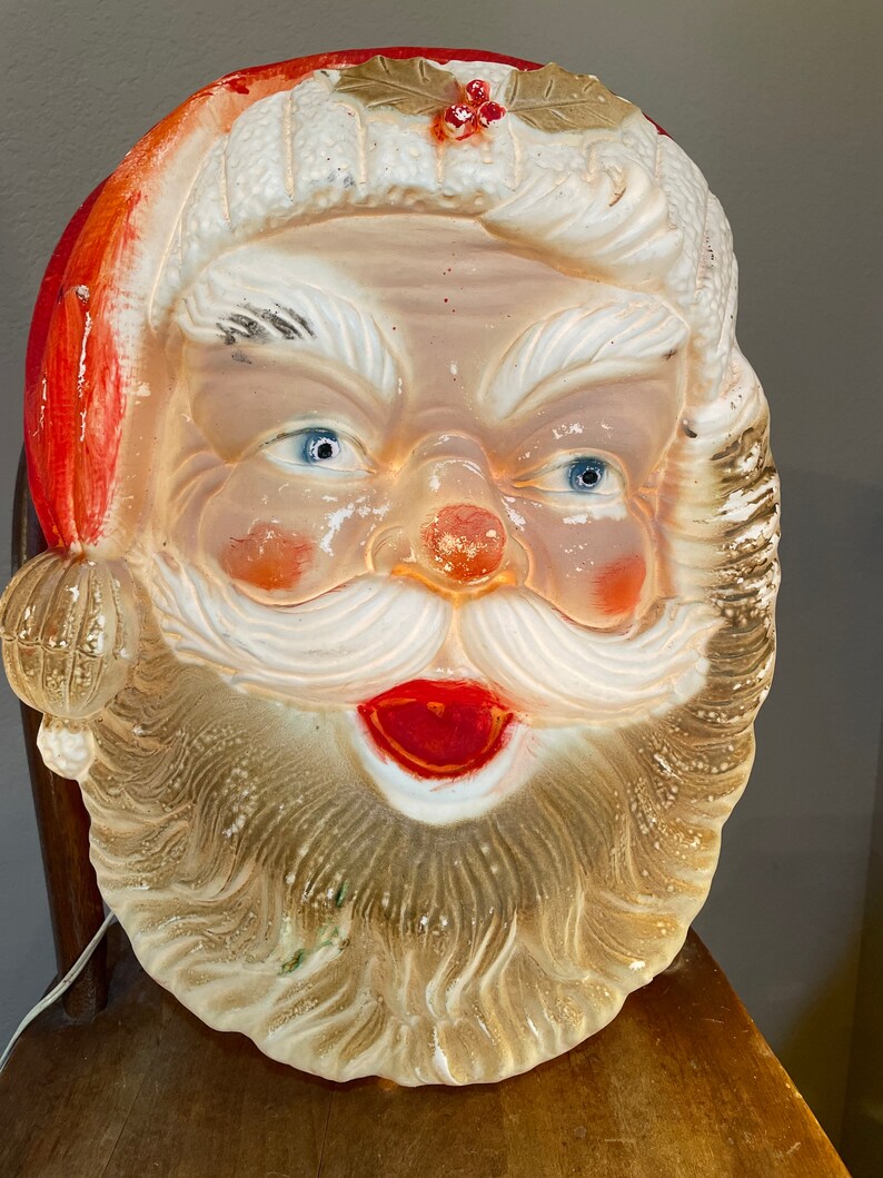 Vintage Santa face Blow Mold Etsy