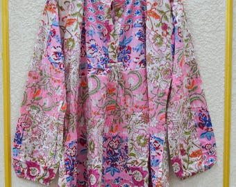 Handmade Cotton Maxi Dress, Block Print Patchwork Resort Wear