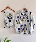Blue Floral Cotton Pajama Set, Hand Block Print Lounge Wear product logo