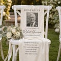 Custom Memorial Wedding Chair Banner, Personalized Reserved Seat Sign, In Loving Memory Photo Tapestry, Grandfather Bride Gift