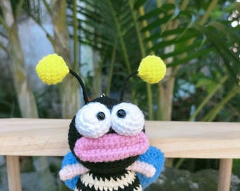 Handgemaakte gehaakte bijensleutelhanger, amigurumi-pluche bedel