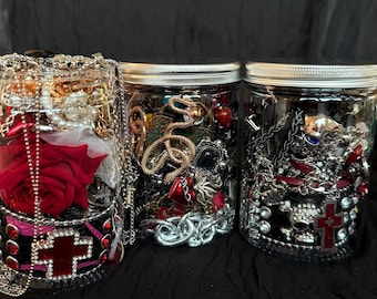 Barattolo portagioie misterioso gotico / Accessori emo dark alt punk in scatola cieca / Anelli, orecchini, collane, braccialetti casuali / Regalo a sorpresa