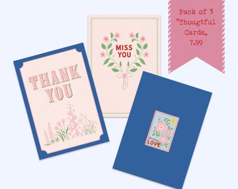 Pack of 3 Thoughtful Charity Greeting Cards : A6