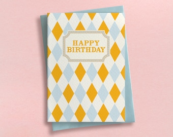 Happy Birthday Harlequin – Greeting Card